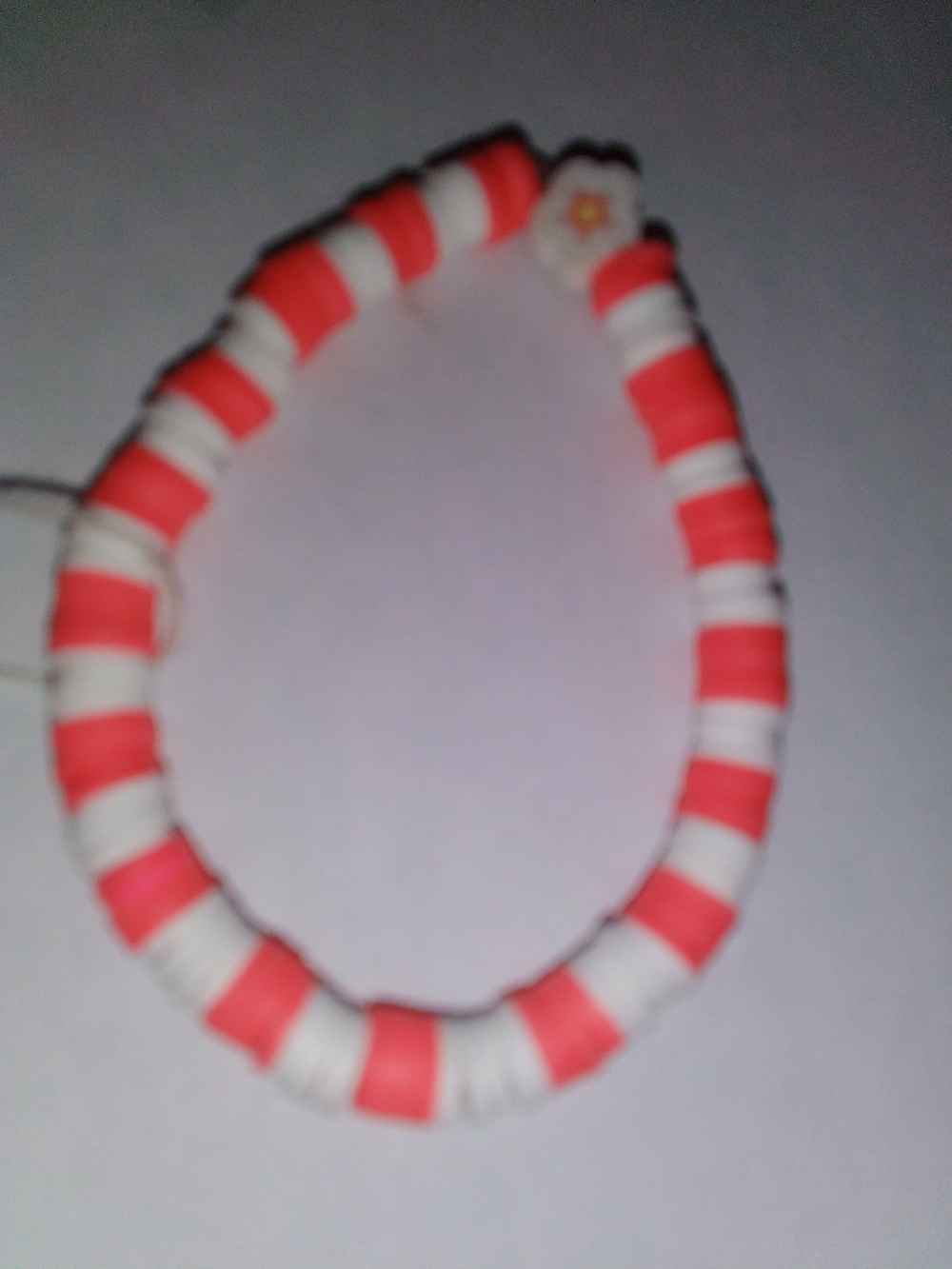 Pink and White Striped Bead Bracelet